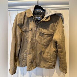 BILLABONG Boys Extra Large Tan Jacket with Grey Hood